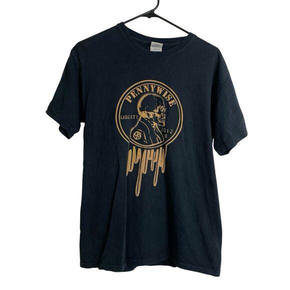 Pennywise Shirt Size Medium Black Mens Short Sleeve Graphic Concert Band Liberty - Picture 1 of 9